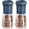 imageCIRCLE JOY Manual Salt and Pepper Grinder Set For Professional Chef Refillable Salt and Pepper Shakers with Ceramic Blades Adjustable Coarseness and BPAfree 180ml Glass Container Short Black WhiteShort  Blue