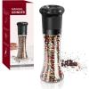 imageCIRCLE JOY Manual Salt and Pepper Grinder Set For Professional Chef Refillable Salt and Pepper Shakers with Ceramic Blades Adjustable Coarseness and BPAfree 180ml Glass Container Short Black WhiteTall  Black