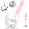 imageCIRCLE JOY Milk Frother Handheld Rechargeable Milk Foamer Electric Mini Drink Mixer with Stainless Steel Whisk for Coffee Cappuccino Lattes Frappe Matcha and Hot Chocolate PinkPink