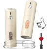 imageCIRCLE JOY Rechargeable Electric Salt and Pepper Grinder Set with Base Automatic Pepper Mills with 110ml Container External Adjustable Coarseness White Led Light and OneHanded Operation BlackGegieSetStorage Base