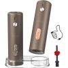 imageCIRCLE JOY Rechargeable Electric Salt and Pepper Grinder Set with Base Automatic Pepper Mills with 110ml Container External Adjustable Coarseness White Led Light and OneHanded Operation BlackBrownSetStorage Base