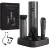 imageCIRCLE JOY Rechargeable Electric Wine Opener Set 7in1 Aluminum Alloy Wine Gift Set with Electric Corkscrew Foil Cutter Wine Pourer Charging Base Vacuum Pump and 2 Wine Stoppers7In1 Rechargable Wine Set