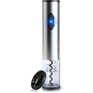imageCIRCLE JOY 6in1 Electric Wine Opener Set Rechargeable Stainless Steel Wine Opener Gift Set with Foil Cutter Rechargeable ampamp Manual Wine Aerator Pourers Vacuum Wine Stopper and Storage Base SilverBattery PoweredClear Stainless