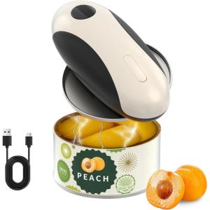 imageCIRCLE JOY Electric Can Opener Can Opener Electric for Seniors with Smooth Edge FoodSafe Automatic Can Opener Portable Battery Operated Can Openers for Almost Any Can Sizes GreenRechargeable  Black White