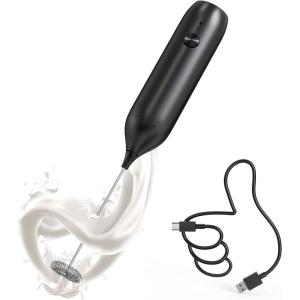 imageCIRCLE JOY Milk Frother Handheld Rechargeable Milk Foamer Electric Mini Drink Mixer with Stainless Steel Whisk for Coffee Cappuccino Lattes Frappe Matcha and Hot Chocolate PinkBlack