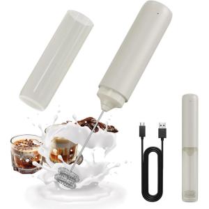 imageCIRCLE JOY Portable Rechargeable Milk Frother Hanheld Dual Spring Whisk Electric Coffee Frother Wand Drink Mixer for Matcha Lattes Cappuccino Kitchen Gifts PinkRechargeableBeige
