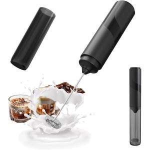 imageCIRCLE JOY Portable Rechargeable Milk Frother Hanheld Dual Spring Whisk Electric Coffee Frother Wand Drink Mixer for Matcha Lattes Cappuccino Kitchen Gifts PinkBatteryBlack