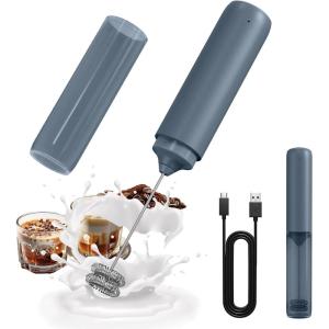imageCIRCLE JOY Portable Rechargeable Milk Frother Hanheld Dual Spring Whisk Electric Coffee Frother Wand Drink Mixer for Matcha Lattes Cappuccino Kitchen Gifts PinkRechargeableBlue