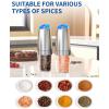 imageCIRCLE JOY Rechargeable Gravity Electric Salt and Pepper Grinder Set Stainless Steels Salt and Pepper Mills with LED Light No Battery Needed Adjustable Coarseness Washable 135ml Container SilverBatterySilver