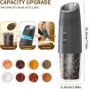 imageCIRCLE JOY Rechargeable Gravity Electric Salt and Pepper Grinder Set Stainless Steels Salt and Pepper Mills with LED Light No Battery Needed Adjustable Coarseness Washable 135ml Container SilverRechargeableExternalBlack Set