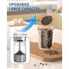 imageCIRCLE JOY Rechargeable Gravity Electric Salt and Pepper Grinder Set Stainless Steels Salt and Pepper Mills with LED Light No Battery Needed Adjustable Coarseness Washable 135ml Container SilverBatteryBrown Set