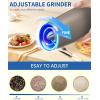 imageCIRCLE JOY Rechargeable Gravity Electric Salt and Pepper Grinder Set Stainless Steels Salt and Pepper Mills with LED Light No Battery Needed Adjustable Coarseness Washable 135ml Container SilverBatteryBrown