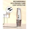 imageCIRCLE JOY Rechargeable Gravity Electric Salt and Pepper Grinder Set Stainless Steels Salt and Pepper Mills with LED Light No Battery Needed Adjustable Coarseness Washable 135ml Container SilverRechargeableSilver Set