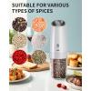 imageCIRCLE JOY Rechargeable Gravity Electric Salt and Pepper Grinder Set Stainless Steels Salt and Pepper Mills with LED Light No Battery Needed Adjustable Coarseness Washable 135ml Container SilverRechargeableGold2Speed