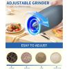 imageCIRCLE JOY Rechargeable Gravity Electric Salt and Pepper Grinder Set Stainless Steels Salt and Pepper Mills with LED Light No Battery Needed Adjustable Coarseness Washable 135ml Container SilverBatteryBlue