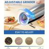 imageCIRCLE JOY Rechargeable Gravity Electric Salt and Pepper Grinder Set Stainless Steels Salt and Pepper Mills with LED Light No Battery Needed Adjustable Coarseness Washable 135ml Container SilverBatterySilver