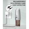 imageCIRCLE JOY Rechargeable Gravity Electric Salt and Pepper Grinder Set Stainless Steels Salt and Pepper Mills with LED Light No Battery Needed Adjustable Coarseness Washable 135ml Container SilverRechargeableGold2Speed