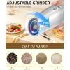 imageCIRCLE JOY Rechargeable Gravity Electric Salt and Pepper Grinder Set Stainless Steels Salt and Pepper Mills with LED Light No Battery Needed Adjustable Coarseness Washable 135ml Container SilverRechargeableGold2Speed