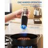 imageCIRCLE JOY Rechargeable Gravity Electric Salt and Pepper Grinder Set Stainless Steels Salt and Pepper Mills with LED Light No Battery Needed Adjustable Coarseness Washable 135ml Container SilverBatteryBlack