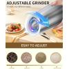 imageCIRCLE JOY Rechargeable Gravity Electric Salt and Pepper Grinder Set Stainless Steels Salt and Pepper Mills with LED Light No Battery Needed Adjustable Coarseness Washable 135ml Container SilverRechargeableSilver Set