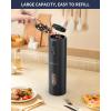 imageCIRCLE JOY Electric Pepper Grinder Rechargeable Automatic Pepper Mill with 110ml Container External Adjustable Coarseness White Led Light and OneHanded Operation Black