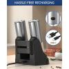 imageCIRCLE JOY Electric Salt and Pepper Grinder Set Automatic Salt and Pepper Grinder Set with EasytoCarry Charging Base and LED Light Adjustable Coarseness USB Rechargeable Washable Container BlackSilver