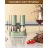 imageCIRCLE JOY Electric Salt and Pepper Grinder Set Automatic Salt and Pepper Grinder Set with EasytoCarry Charging Base and LED Light Adjustable Coarseness USB Rechargeable Washable Container BlackGreen