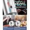 imageCIRCLE JOY Electric Salt and Pepper Grinder Set Stainless Steel Rechargeable Salt and Pepper Grinder Set Variable Grinding Speed External Adjustable Coarseness Storage Base White LED Light SilverRechargeable  Plus