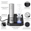 imageCIRCLE JOY Electric Salt and Pepper Grinder Set Stainless Steel Spice Grinder Automatic Pepper Mills with EasytoCarry Dual Charging Station White Led Light and Adjustable Coarseness SilverRechargeable Set with 2in1 Charging Base  Silver