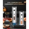 imageCIRCLE JOY Electric Salt and Pepper Grinder Set Stainless Steel Spice Grinder Automatic Pepper Mills with EasytoCarry Dual Charging Station White Led Light and Adjustable Coarseness Silver2Speed Rechargeable Set with Charging Base  Silver