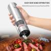 imageCIRCLE JOY Electric Salt and Pepper Grinder Set Stainless Steel Spice Grinder Automatic Pepper Mills with EasytoCarry Dual Charging Station White Led Light and Adjustable Coarseness SilverRechargeable Set with 2in1 Charging Base  Silver