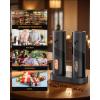 imageCIRCLE JOY Electric Salt and Pepper Grinder Set Stainless Steel Spice Grinder Automatic Pepper Mills with EasytoCarry Dual Charging Station White Led Light and Adjustable Coarseness SilverRechargeable Set with Charging Base  Black