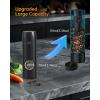 imageCIRCLE JOY Electric Salt and Pepper Grinder Set Stainless Steel Spice Grinder Automatic Pepper Mills with EasytoCarry Dual Charging Station White Led Light and Adjustable Coarseness SilverRechargeable Set with Charging Base  Black