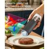 imageCIRCLE JOY Gravity Electric Salt and Pepper Grinder Set Battery Powered Automatic Pepper Mill Grinders with 176ml Container Adjustable Coarseness Bright LED Light and One Hand Operation BlackBattery Operated Set  Black