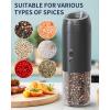 imageCIRCLE JOY Gravity Electric Salt and Pepper Grinder Set Battery Powered Automatic Pepper Mill Grinders with 176ml Container Adjustable Coarseness Bright LED Light and One Hand Operation BlackRechargeable Set  Black