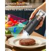 imageCIRCLE JOY Gravity Electric Salt and Pepper Grinder Set Battery Powered Automatic Pepper Mill Grinders with 176ml Container Adjustable Coarseness Bright LED Light and One Hand Operation BlackRechargeable Set  Black