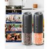 imageCIRCLE JOY Gravity Electric Salt and Pepper Grinder Set Battery Powered Automatic Pepper Mill Grinders with 176ml Container Adjustable Coarseness Bright LED Light and One Hand Operation BlackRechargeable Set  Black