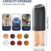 imageCIRCLE JOY Gravity Electric Salt and Pepper Grinder Set Battery Powered Automatic Pepper Mill Grinders with 176ml Container Adjustable Coarseness Bright LED Light and One Hand Operation BlackBattery Operated Set  Black