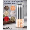imageCIRCLE JOY Gravity Electric Salt and Pepper Grinder Set Battery Powered Automatic Pepper Mill Grinders with 176ml Container Adjustable Coarseness Bright LED Light and One Hand Operation BlackBattery Operated Set  Silver
