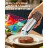 imageCIRCLE JOY Gravity Electric Salt and Pepper Grinder Set Battery Powered Automatic Pepper Mill Grinders with 176ml Container Adjustable Coarseness Bright LED Light and One Hand Operation BlackBattery Operated Set  Silver