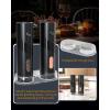 imageCIRCLE JOY Rechargeable Electric Salt and Pepper Grinder Set with Base Automatic Pepper Mill Grinders with 110ml Container Adjustable Coarseness and White LED Light BlackBattery Powered Set with Base  Black