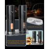 imageCIRCLE JOY Rechargeable Electric Salt and Pepper Grinder Set with Base Automatic Pepper Mill Grinders with 110ml Container Adjustable Coarseness and White LED Light BlackRechargeable Set with Base  Black