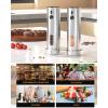 imageCIRCLE JOY Rechargeable Electric Salt and Pepper Grinder Set with Base Automatic Pepper Mill Grinders with 110ml Container Adjustable Coarseness and White LED Light BlackRechargeable Set with Base  Silver