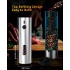 imageCIRCLE JOY Rechargeable Electric Salt and Pepper Grinder Set with Base Automatic Pepper Mill Grinders with 110ml Container Adjustable Coarseness and White LED Light BlackRechargeable  Silver