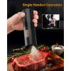 imageCIRCLE JOY Rechargeable Electric Salt and Pepper Grinder Set with Base Automatic Pepper Mill Grinders with 110ml Container Adjustable Coarseness and White LED Light BlackRechargeable Set with Base  Black