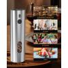 imageCIRCLE JOY Rechargeable Electric Salt and Pepper Grinder Set with Base Automatic Pepper Mill Grinders with 110ml Container Adjustable Coarseness and White LED Light BlackRechargeable  Silver