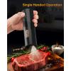 imageCIRCLE JOY Rechargeable Electric Salt and Pepper Grinder Set with Base Automatic Pepper Mill Grinders with 110ml Container Adjustable Coarseness and White LED Light BlackBattery Powered  Black