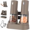 imageCIRCLE JOY Electric Salt and Pepper Grinder Set Automatic Salt and Pepper Grinder Set with EasytoCarry Charging Base and LED Light Adjustable Coarseness USB Rechargeable Washable Container BlackBrown