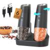 imageCIRCLE JOY Gravity Electric Salt and Pepper Grinder Set Automatic Shakers Upgraded Pepper Mill with Rechargeable Base External Adjustable Coarseness LED Light Easy Refill for Kitchen ampamp OutdoorBlack Set