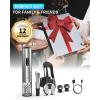 imageCIRCLE JOY Electric Wine Opener 7in1 Stainless Steel Rechargeable Electric Wine Bottle Opener Gift Set with Automatic Vacuum Pump Foil Cutter Wine Pourer 2 Vacuum Stoppers ampamp Charging StationSilverRechargeable